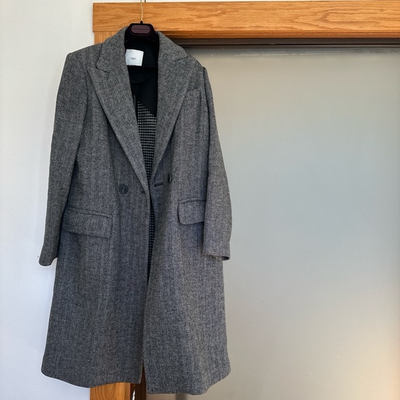 NWOT Wool Herringbone Overcoat - Picture 1 of 9